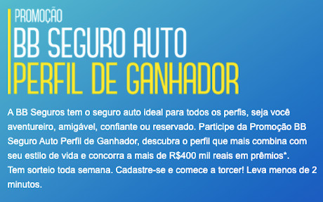 Promoção BB Seguro Auto Perfil de Ganhador